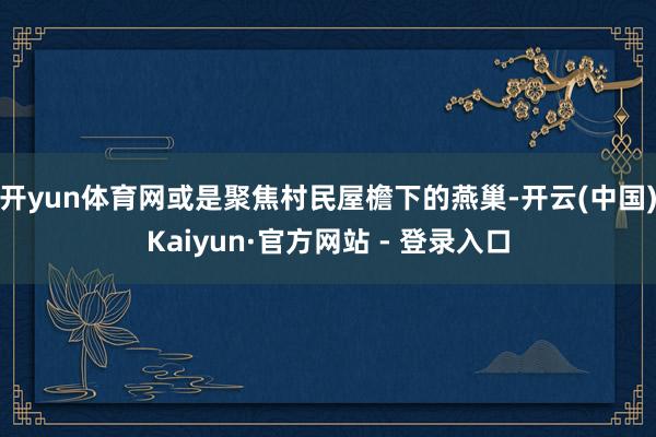 开yun体育网或是聚焦村民屋檐下的燕巢-开云(中国)Kaiyun·官方网站 - 登录入口